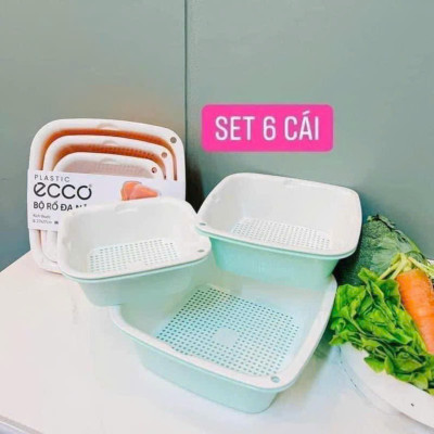 Bộ Rổ Nhựa Kèm Thau ECCO 6 Món Cao Cấp – Bộ 3 Rổ 3 Thau Đa Năng Tiện Dụng, Chất Liệu An Toàn, Phù Hợp Nhà Bếp Hiện Đại - HÀNG CHÍNH HÃNG MINIIN