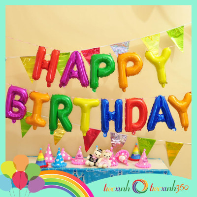 Bong bóng chữ Happy Birthday nhiều màu trang trí sinh nhật 
