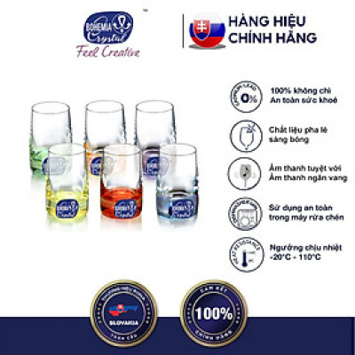 Bộ 6 ly rượu mạnh 6 màu tiệp khắc 030 ml