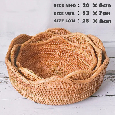 Rổ Đựng Trái Cây, Đồ Khô Chất Liệu Mây Tre Đan Thủ Công, Giỏ Đựng Đồ Decor Nhà Ăn, Phòng Khách
