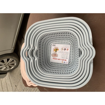 Bộ Rổ thau 6 món Ráo Nước 2 Lớp Cao Cấp Tiện Lợi, Rổ Đựng Rau, Hoa Quả - HÀNG VIỆT NAM