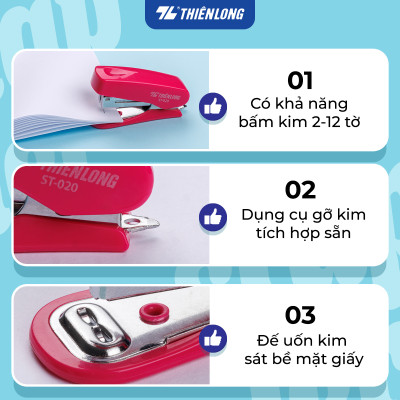 Bấm kim mini số 10 - Mini Stapler Thiên Long - Bấm nhẹ hơn - Màu ngẫu nhiên