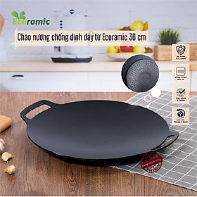 [CAO CẤP] Chảo nướng chống dính bếp từ Ecoramic 36cm - Tặng túi đựng kèm tiện lợi