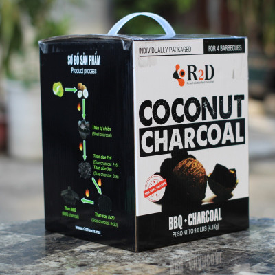 Than gáo dừa không khói chính hãng R2D hộp 4 KG than nướng BBQ an toàn cho sức khoẻ gia đình bạn