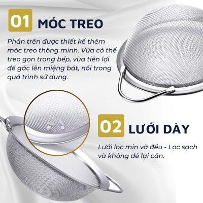 Vá lưới inox 304, muôi/muỗng vớt bọt, lọc cặn cho dầu ăn đa năng DandiHome