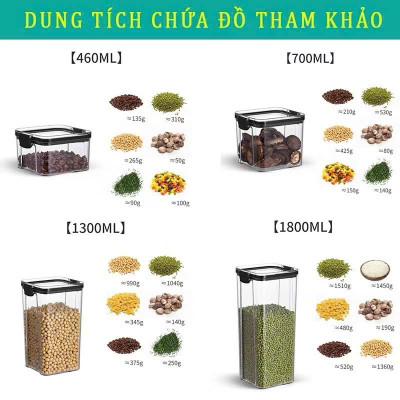 Set 5 Hộp Nhựa Đựng Ngũ Cốc H55, Bánh Kẹo, Thực Phẩm Khô - Hộp Đựng Trong Suốt Nắp Kín Chống Ẩm Cao Cấp - HÀNG CHÍNH HÃNG MINIIN