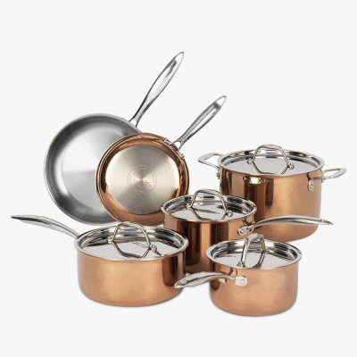 Bộ nồi inox Ciwete set 6 món màu đồng SS1503-11PCNEW (2 chảo chống dính, 3 quánh, 1 nồi) Hàng chính hãng