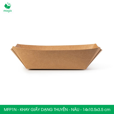 MFP1N - 14x10.5x3.5 cm - 25 khay giấy dáng thuyền đựng thức ăn, khay giấy đựng món tráng miệng
