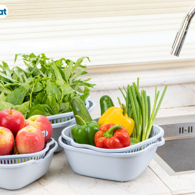 Sét Thau Rỗ Nhựa Đựng Rau Củ Quả 6 Món 3 Kích Thước Đa Năng Việt Nhật - Hàng Việt Nam