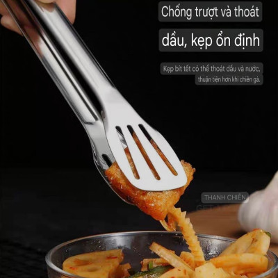 kẹp gắp thức ăn dạng khía inox cao cấp- 18cm - 24cm - 28cm