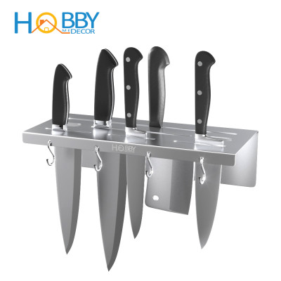 Kệ treo dao kéo Inox 304 có 4 móc treo dán tường Hobby home decor KDT