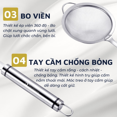 Vá lưới inox 304, muôi/muỗng vớt bọt, lọc cặn cho dầu ăn đa năng DandiHome