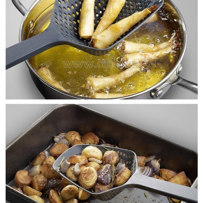 Muôi thủng vớt thức ăn Echo Metal, chuyên dùng để trần/ vớt rau luộc, đồ chiên rán hay rau xào ko bị nhiều nước hoặc trần bún phở - nội địa Nhật Bản 