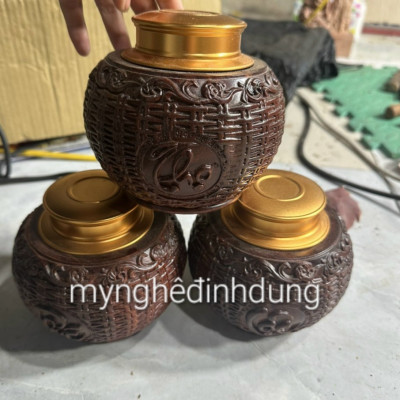 Hũ đựng trà (chè) đựng đa năng bằng gỗ trắc kt 14×14×13cm 