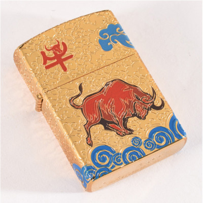 Vỏ Hột Quẹt Bật Lửa Xăng Đá Zorro Z92034B Họa Tiết Con Trâu Đẹp Độc Lạ sang trọng - Dùng Xăng Bấc Đá Cao Cấp