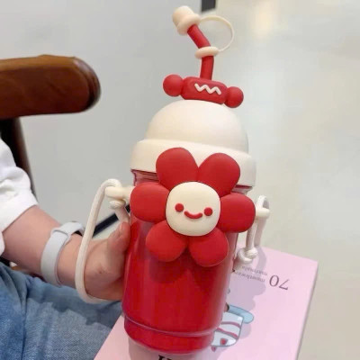 Bình Giữ Nhiệt Hoa Dễ Thương 700ML Inox 316 Cao Cấp – Kèm Ống Hút, Dây Đeo, Sticker & Cọ Vệ Sinh - HÀNG CHÍNH HÃNG MINIIN