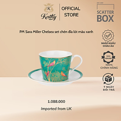 Portmeirion Sara Miller Chelsea set chén đĩa lót màu xanh Nhập khẩu Anh Quốc