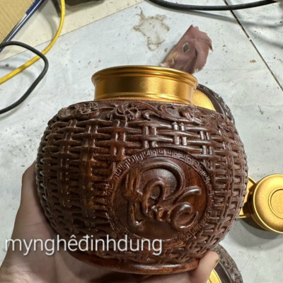 Hũ đựng trà (chè) đựng đa năng bằng gỗ trắc kt 14×14×13cm 