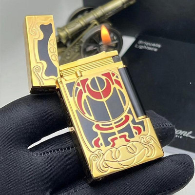 Vỏ Hột Quẹt Bật Lửa Gas Đá S.T Upon D253V Finorio Manor Thiết Kế Họa Tiết Sơn Mài Đen Viền Vàng