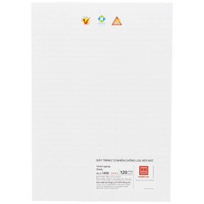 Tập Gáy Ghim Study Đỗ Tự Nhiên - Môn Toán, Lý, Hóa - Kẻ Ngang - 120 Trang 70gsm - Hồng Hà 1468 (Mẫu Bìa Giao Ngẫu Nhiên)