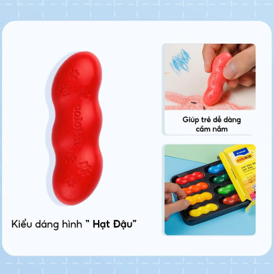 Hộp 12 Sáp Màu Rửa Được Hạt Đậu Colorkit - Thiên Long PCR-C017/AK