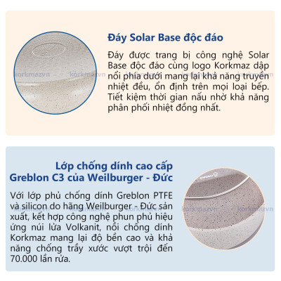 Nồi chống dính thấp Korkmaz Granita 3.5 lít - 26x7 cm