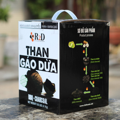 Combo 3 hộp than không khói làm từ Gáo dừa chính hãng R2D dùng cho tiệc nướng BBQ (tổng 7 kg than) an toàn cho sức khoẻ