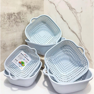 Combo Thau Rỗ 6 Món Đựng Rau Củ Quả Đa Năng Nhiều Cỡ Chất Liệu Nhựa PP Nguyên Sinh An Toàn - Hàng chính hãng