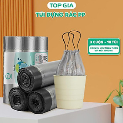 cuộn túi đựng rác có dây Top Gia PP tự huỷ sinh học thân thiện với môi trường