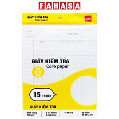 Giấy Kiểm Tra - 4 Ôly Vuông 2.5 mm - 170 x 240 mm - 100gsm - Deli CN601 (15 Tờ Kép)