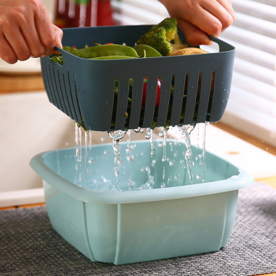 Rổ nhựa kèm chậu 2 trong 1 có nắp đậy GROFA - Giao màu ngẫu nhiên 