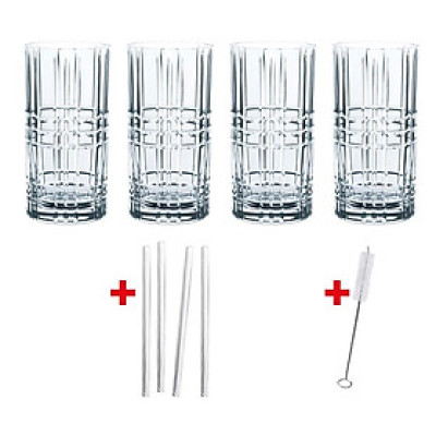 Set 4 Cốc pha lê Nachtmann TASTES GOOD Longdrink 103144 Kèm ống hút hàng chính hãng