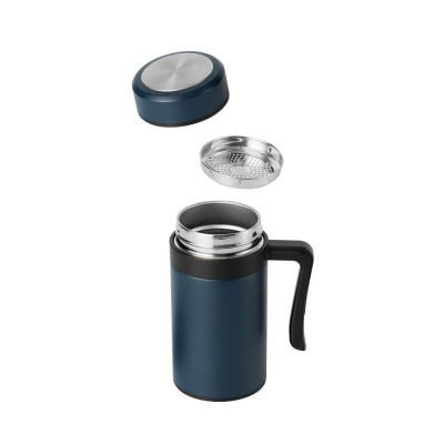 Ly giữ nhiệt inox 304 Elmich EL8329 450ml, Hàng chính hãng, có tay cầm, có khay lọc trà, miệng rộng dễ vệ sinh - JoyMall