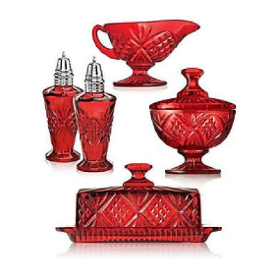 Set Pha Lê 5 Món Godinger Dublin Đỏ Mùa Lễ Hội Hàng chính hãng