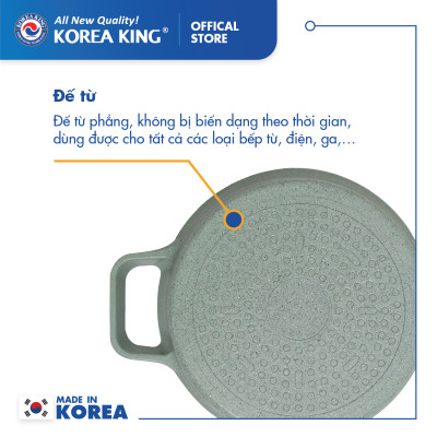 Nồi nấu Levante đáy từ Korea King KP-28LI(Nồi, nắp bằng nhôm đúc, phủ men chống dính Ceramic, Ø28cm)-Màu Xanh