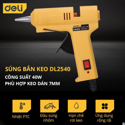 Súng Bắn Keo Deli 40W Chất Lượng Cao - Kích Thước Nhỏ Gọn, Công Suất Lớn, Nhỏ Gọn, Dễ Dàng Sử Dụng - DL2540 .