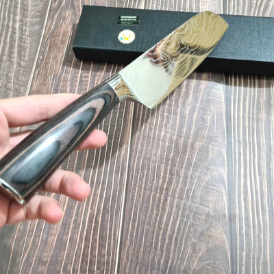 DAO - DAO BẾP NHẬT BẢN SANTOKU THÉP DAMASCUS MÃ A8 DT116 nt topcomshop vn