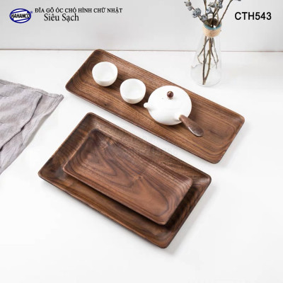 Đĩa Hình Chữ Nhật Dài Gỗ Óc Chó HAHANCO Nhập Khẩu Mỹ Nguyên Khối - hàng Xuất Khẩu Châu Âu - CTH543 - đựng đồ ăn/trang trí - đĩa bánh mì/trái cây/ bít tết/ pizza/ phụ kiện chụp ảnh, bày món ăn trong nhà hàng - Sang trọng trên bàn ăn