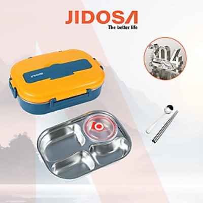 Hộp cơm giữ nhiệt Văn Phòng JIDOSA JD3850 đựng thức ăn 4 ngăn kèm bát đựng canh chống tràn