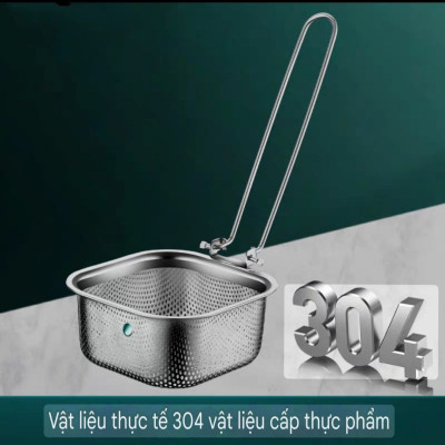 CHAO VỚT VỢT RÂY LỌC LỖ THOÁT MỊN CÔNG NGHỆ CNC CHUYÊN DỤNG LẨU - INOX 304 - CHAO LỌC TAY CẦM GẬP LẠI, ĐƯỢC 4 VỊ TRÍ / CẠNH TREO TIỆN LỢI