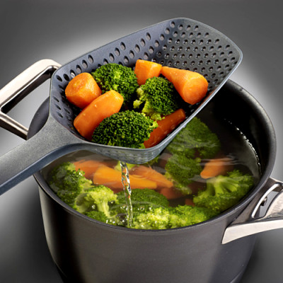 Muôi thủng vớt thức ăn Echo Metal, chuyên dùng để trần/ vớt rau luộc, đồ chiên rán hay rau xào ko bị nhiều nước hoặc trần bún phở - nội địa Nhật Bản 