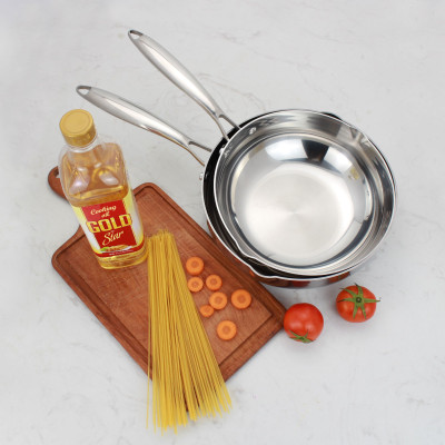 Chảo Inox 3 lớp đúc liền khối miệng rót Kalpen Zenger 26cm, bảo hành 5 năm - Hàng chính hãng