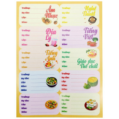 Bộ 3 Sticker Nhãn Vở Môn Học - Teenage NV-03