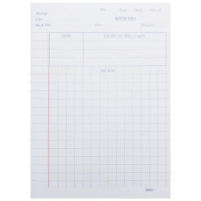 Giấy Kiểm Tra - 4 Ôly Vuông 2.5 mm - 170 x 240 mm - 100gsm - Deli CN601 (15 Tờ Kép)