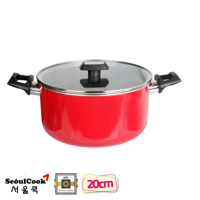 Combo 3 món cao cấp Hàn Quốc, bộ 2 nồi chống dính vân đá Kimscook , quai chống nóng, nắp kính cường lực viền inox (size 20-24 cm) và Chảo đúc chống dính vân đá Ecoramic sâu lòng (E) 26 cm, dùng bếp gas, hồng ngoại, ... - Hàng chính hãng