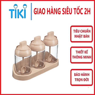 Bộ 3 hộp gia vị Tritan Yoko - Chính Hãng inochi Tiêu chuẩn nhật bản dễ dàng vệ sinh và sử dụng.
