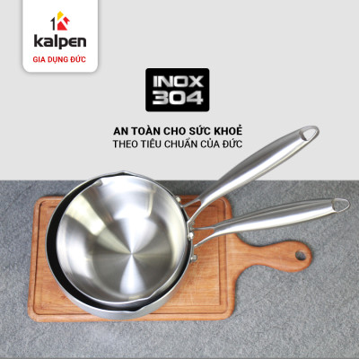 Chảo sâu lòng Inox 304 đúc liền khối 3 lớp miệng rót Kalpen Zenger 28cm, bảo hành 5 năm