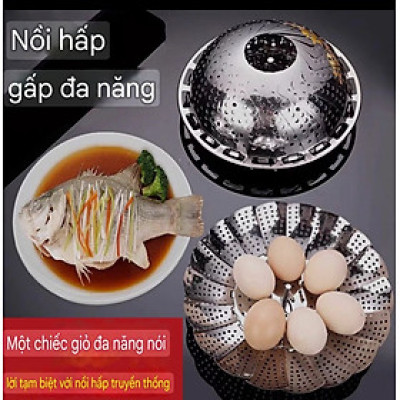 Vỉ hấp inox nồi hấp gấp gọn đa năng thông minh - dùng để hấp được tất cả các loại xoong nồi