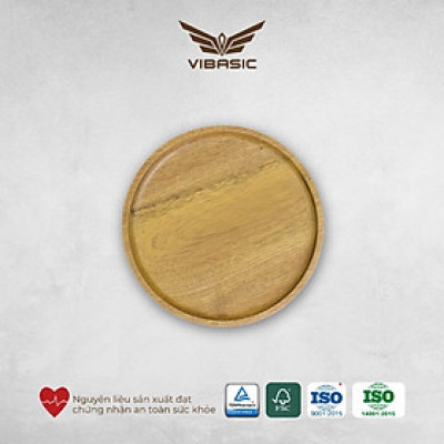 Khay gỗ keo đa năng hình tròn Vibasic, đa dạng kích thước, chụp hình decor đựng đồ trang trí