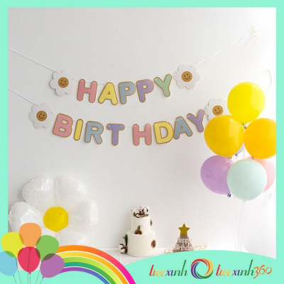 Dây chữ Happy Birthday trang trí sinh nhật mẫu hoa cúc